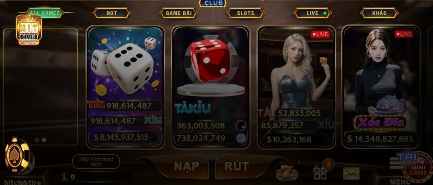 Các phương thức nạp tiền được Hitclub hỗ trợ